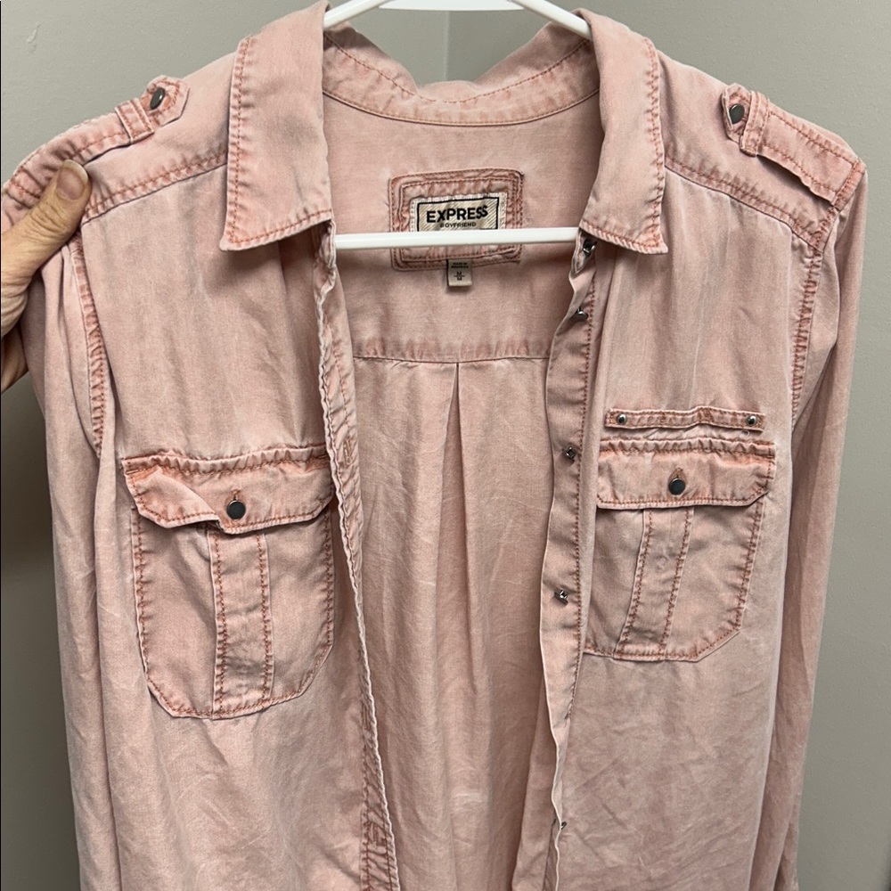 Express Light Pink Boyfriend Casual Shirt